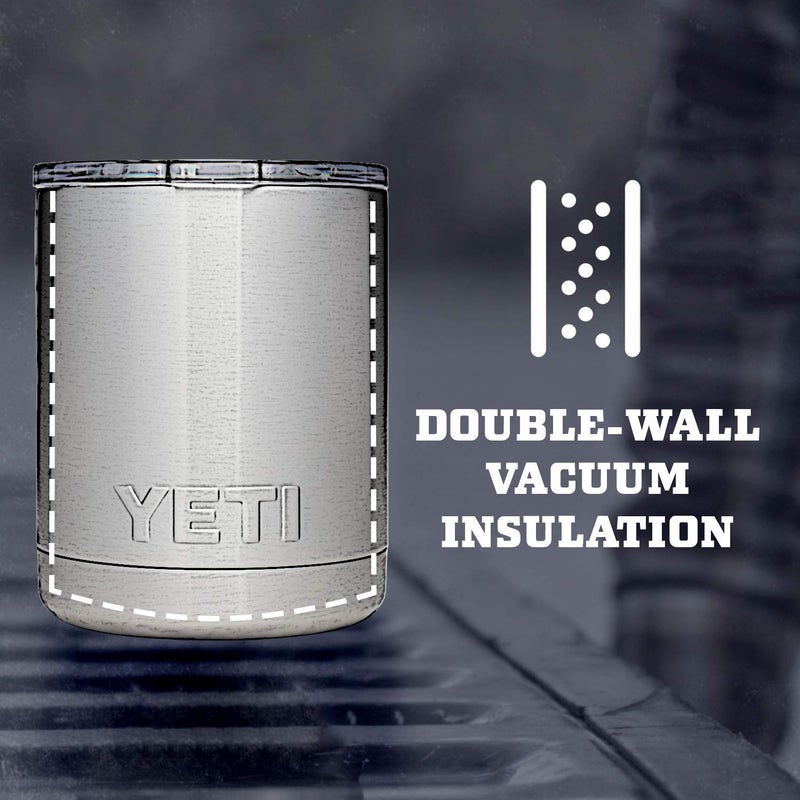 YETI Rambler 10 oz Lowball, Vacuum Insulated, Stainless Steel with Standard Lid, Navy - Image 2